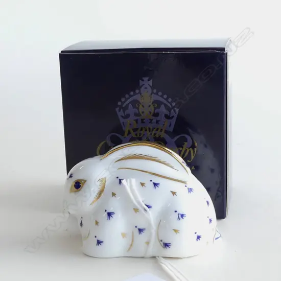 A Royal Crown Derby porcelain paperweight Baby Rabbit